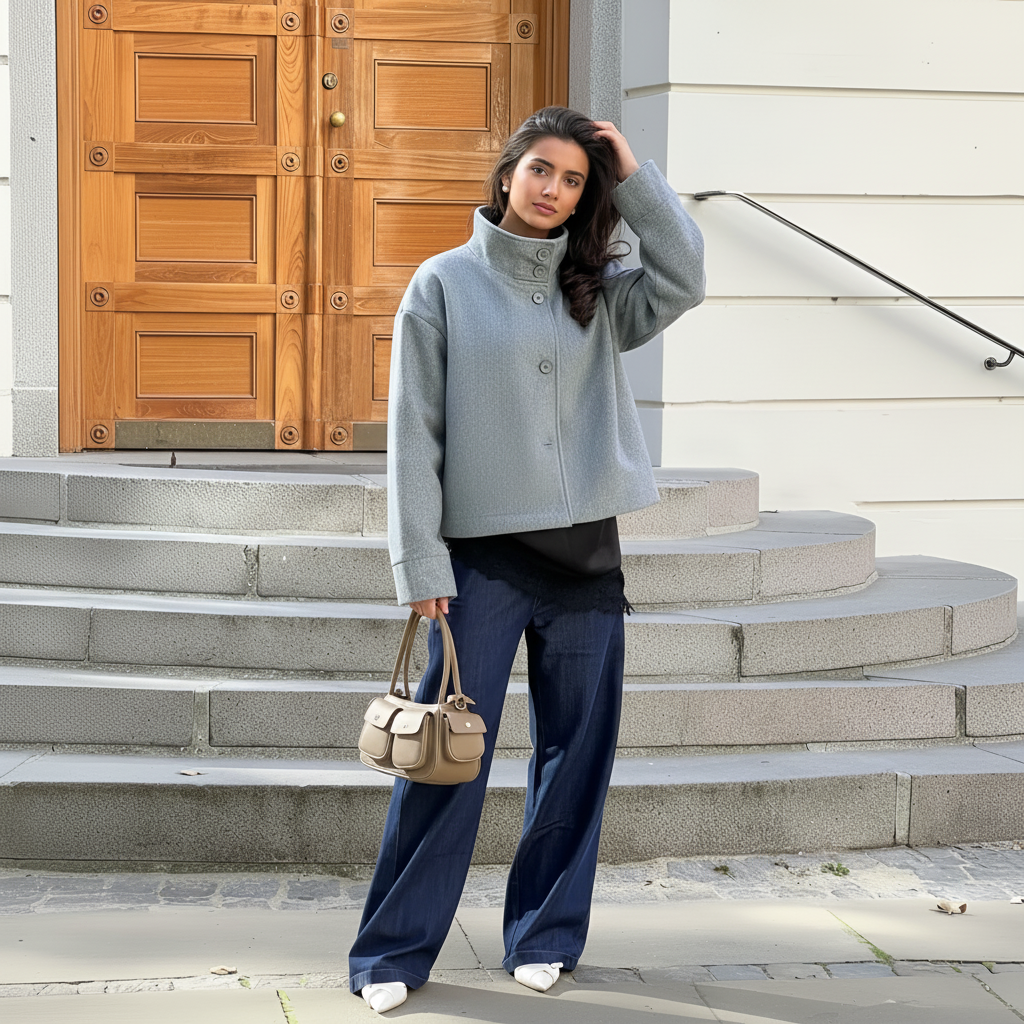 Casual Denim Baggy Pants With Stretch Fit