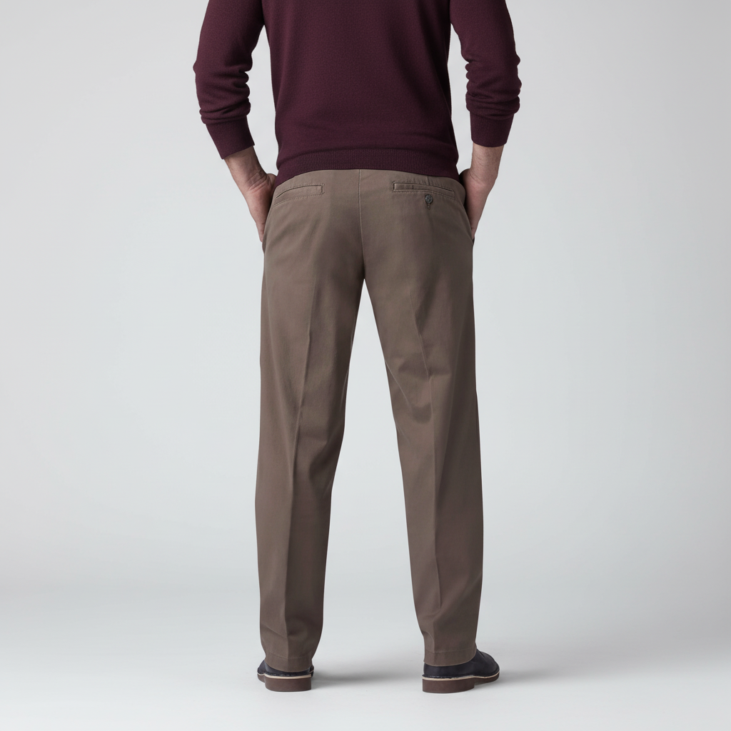 Straight Fit Casual Pants With Flex Comfort And Flat Front Style For Men