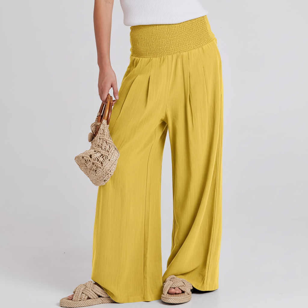 Linen Summer Wide Fit High Rise Casual Lounge Pant For Women