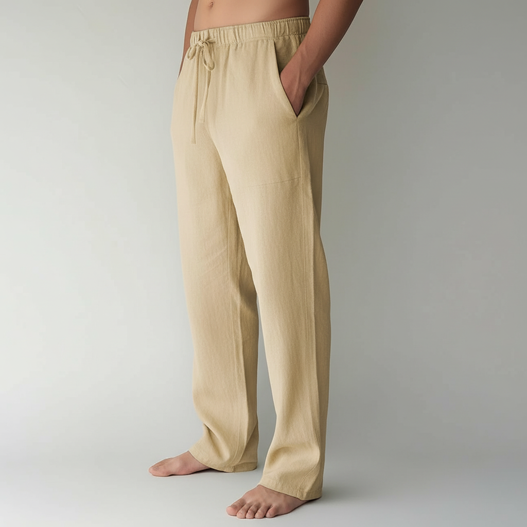 Summer Beach Drawstring Linen Pants for MenSummer Casual Loose Fit Beach Pants With Elastic Drawstring For Men - Image 27