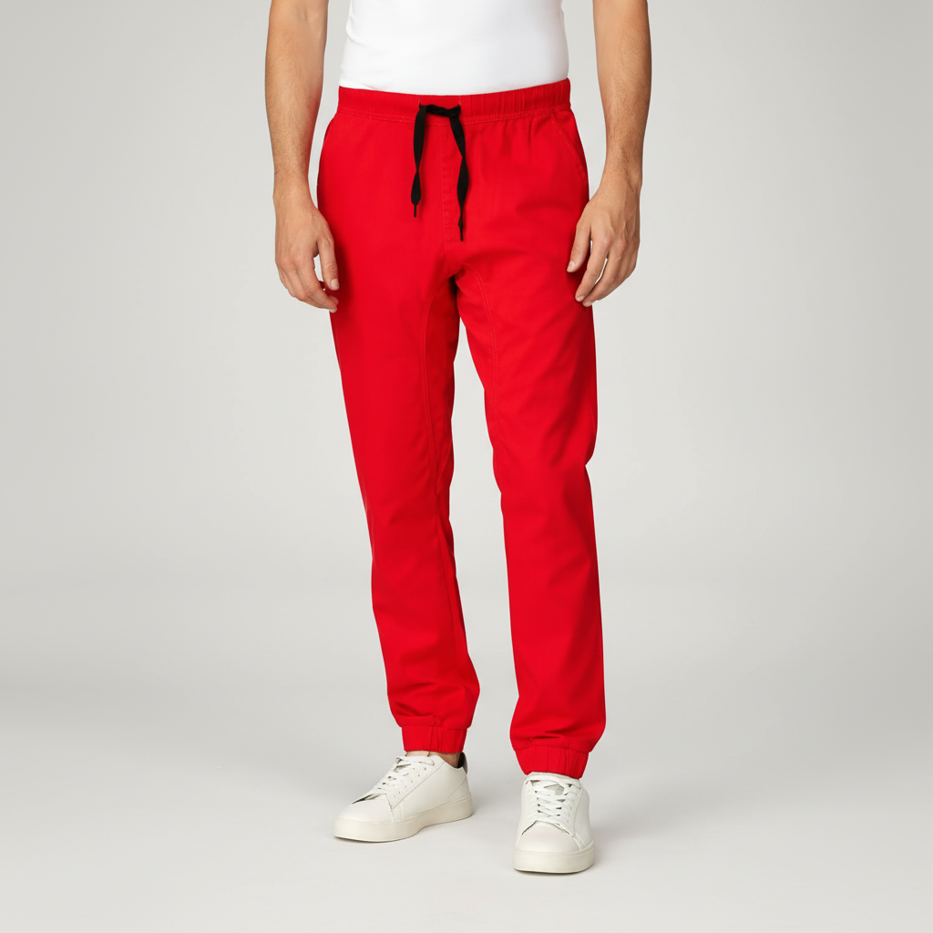 Twill Jogger Pants With Stretch Comfort And Ribbed Hem For Men