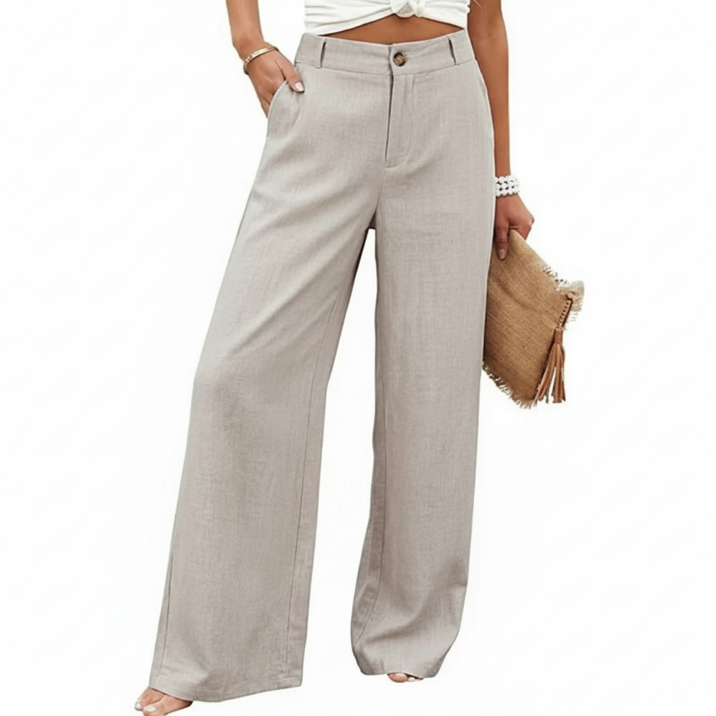 Wide Vertical Casual Textile Pants For Women