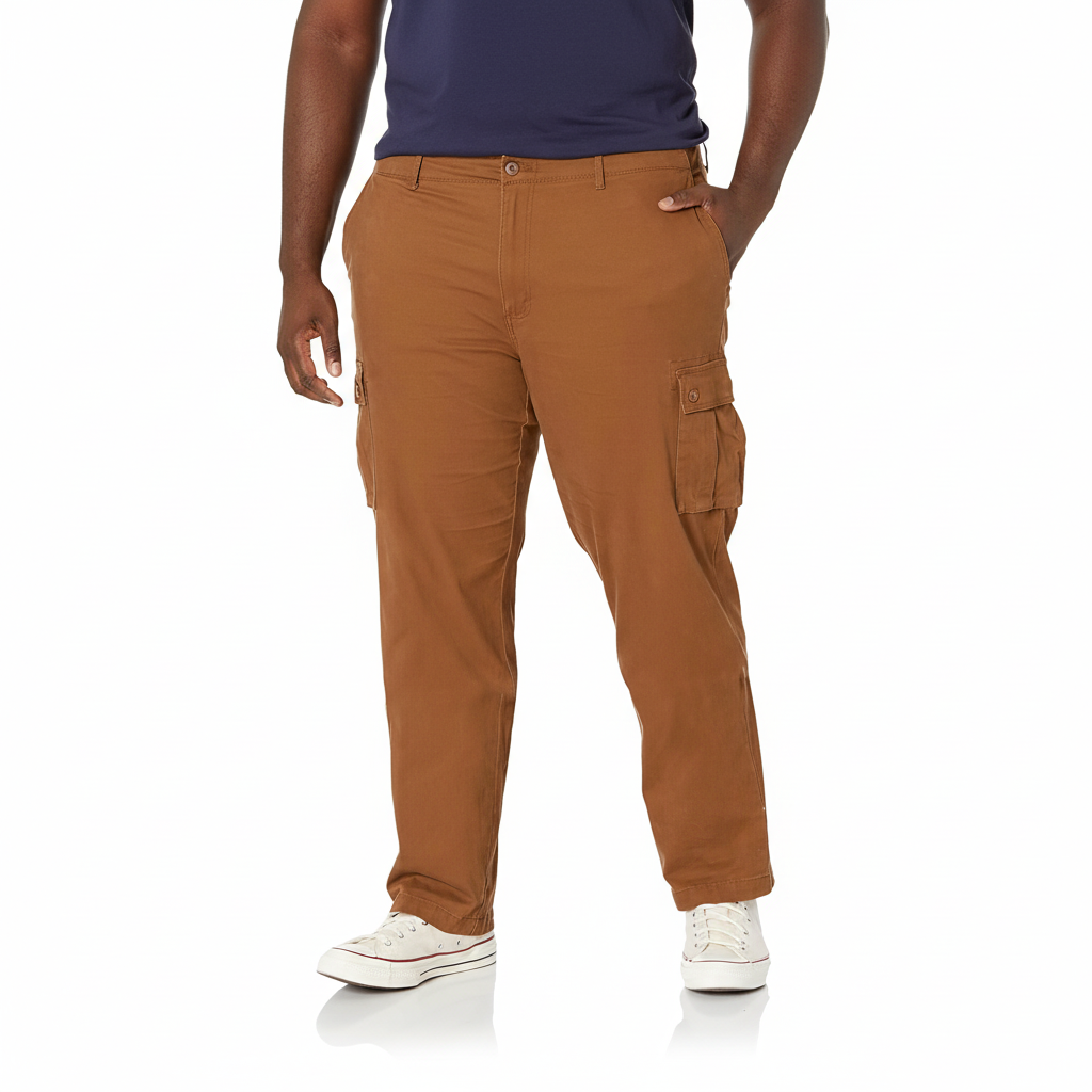 Straight Fit Stretch Cargo Pants for Men