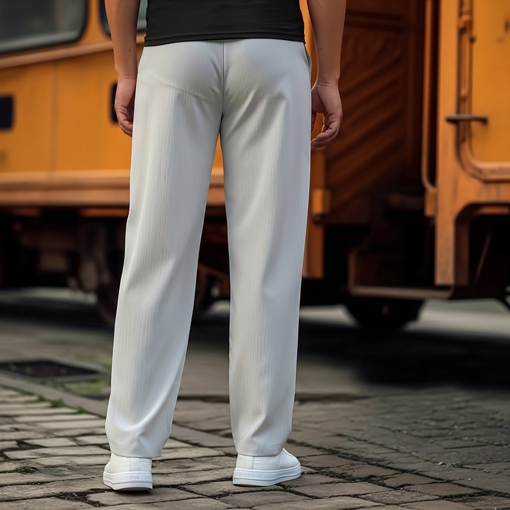 Casual Straight Cut Pants With Slight Stretch For Daily Wear