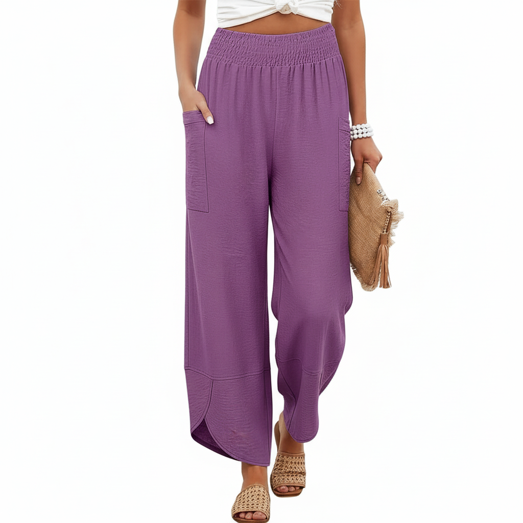 High Rise Capri Loose Fit Pants With Palazzo StyleHigh Waisted Cropped Palazzo Trousers - Image 14