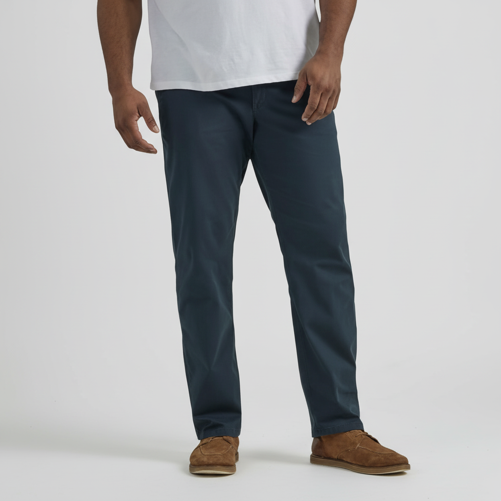 Straight Fit Casual Pants With Flex Comfort And Flat Front Style For Men
