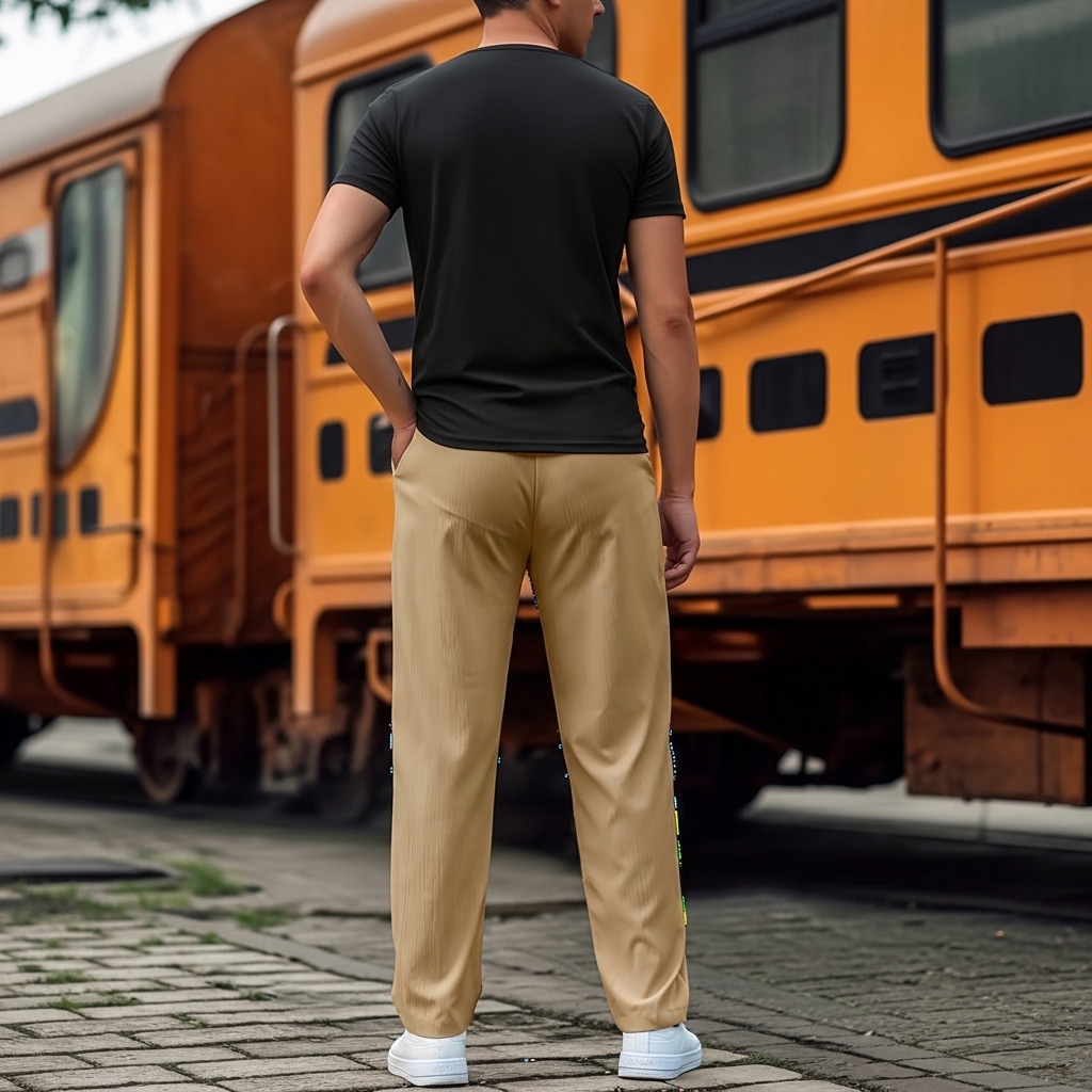 Casual Straight Cut Pants With Slight Stretch For Daily Wear