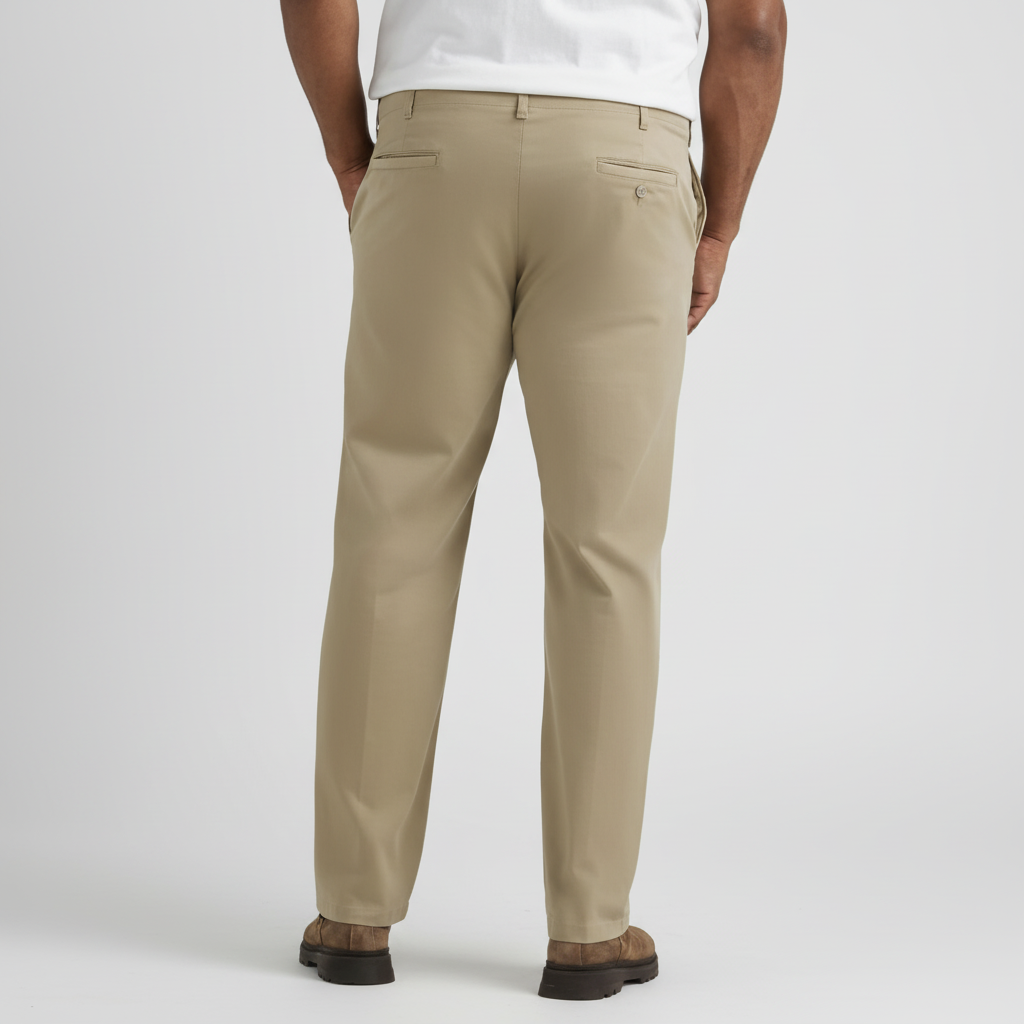 Straight Fit Casual Pants With Flex Comfort And Flat Front Style For Men