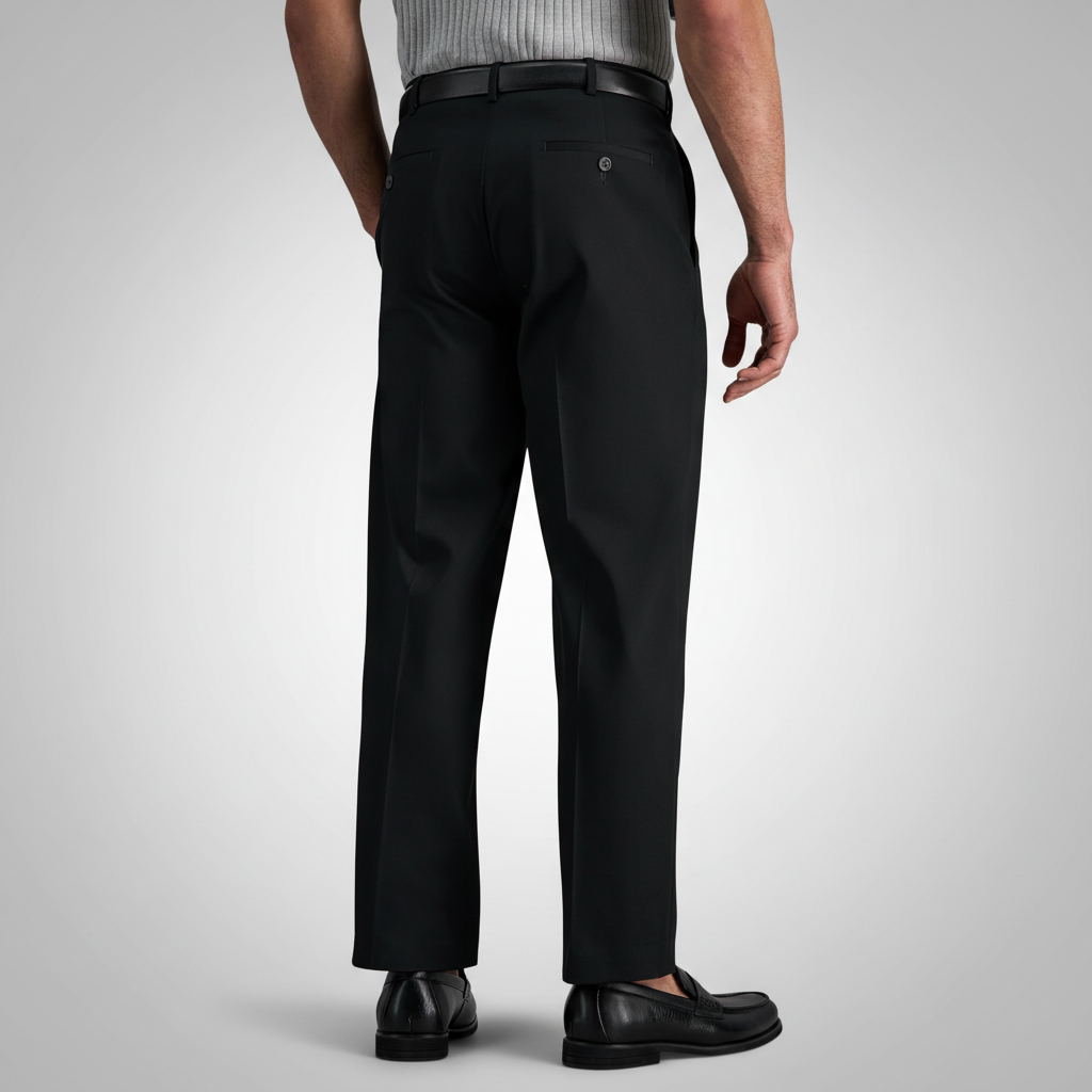 Classic Fit Pleated Pants With No Iron Finish And Clean Look For Men