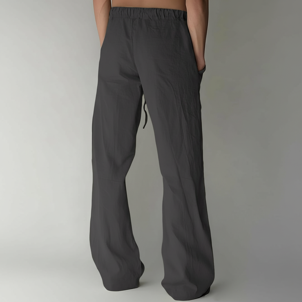 Summer Beach Drawstring Linen Pants for MenSummer Casual Loose Fit Beach Pants With Elastic Drawstring For Men - Image 11