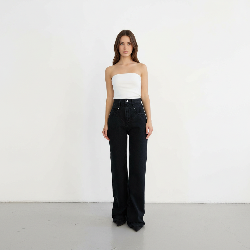 Dustproof Balaclava Hat For Winter CyclingHigh Rise Straight Cut Jeans With Shaped Yoke And Zip Button Closure - Image 6