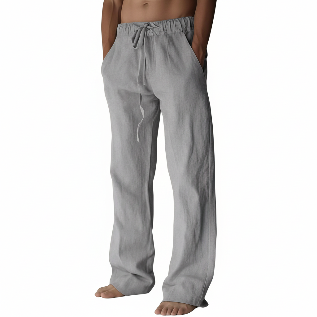 Summer Beach Drawstring Linen Pants for MenSummer Casual Loose Fit Beach Pants With Elastic Drawstring For Men - Image 15