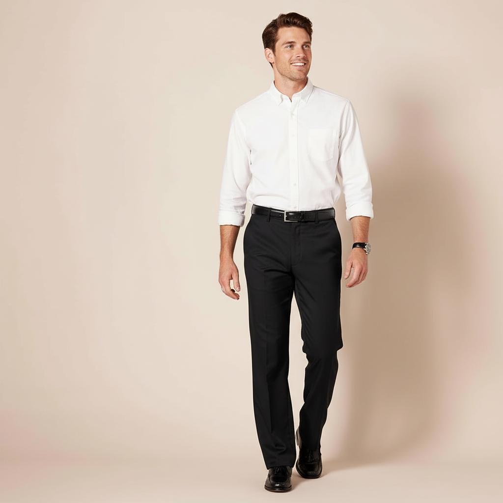 Classic Fit Flat Front Dress Pants for Men