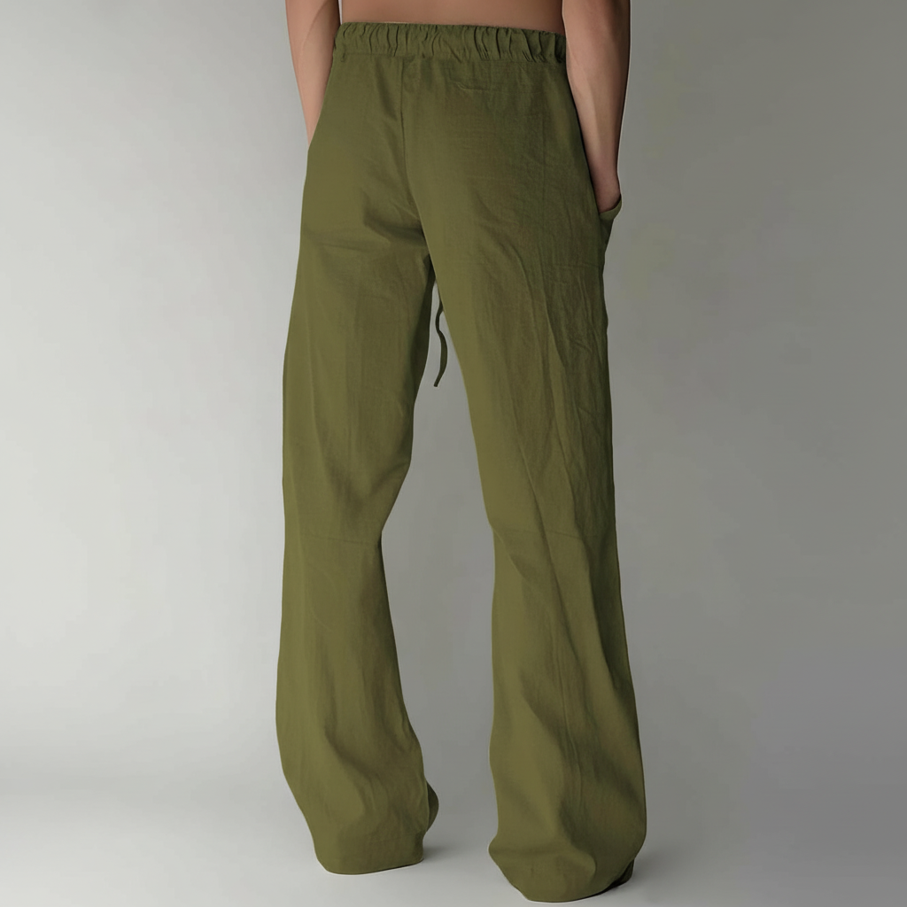 Summer Beach Drawstring Linen Pants for MenSummer Casual Loose Fit Beach Pants With Elastic Drawstring For Men - Image 36