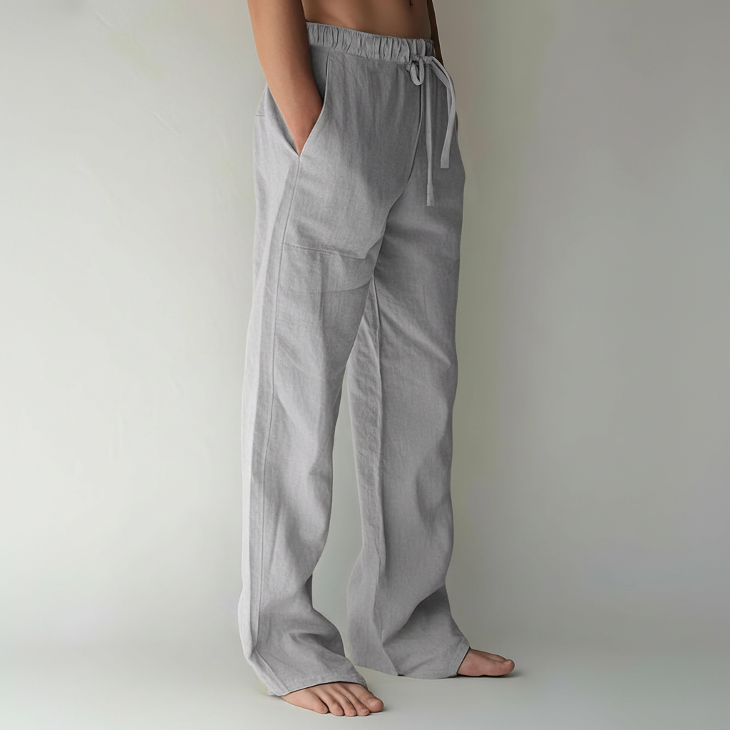 Summer Beach Drawstring Linen Pants for MenSummer Casual Loose Fit Beach Pants With Elastic Drawstring For Men - Image 16