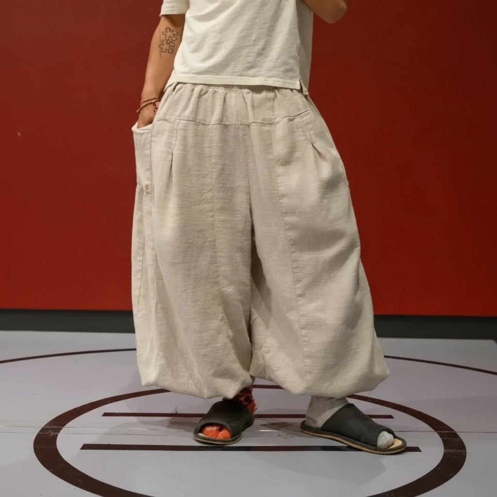 Linen Wide Panel Pants For Everyday Use