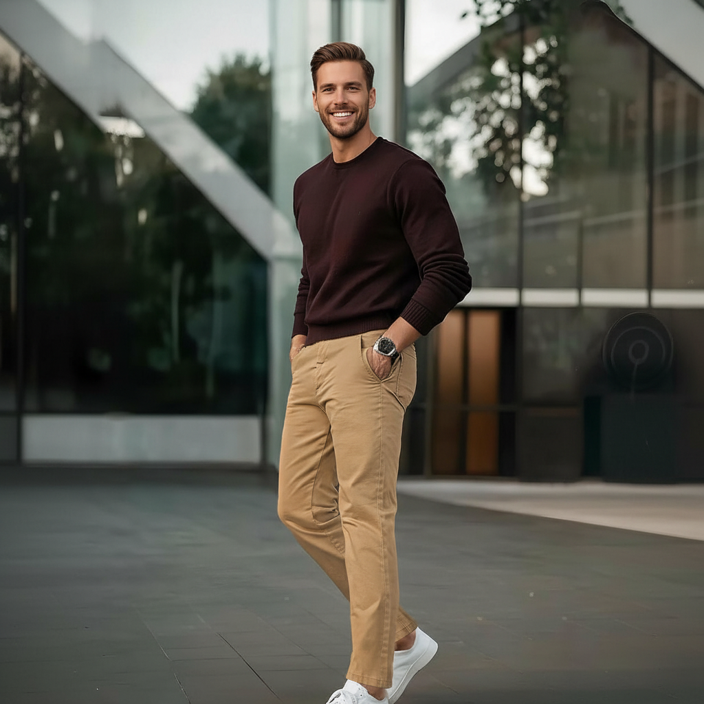 Flat Front Skinny Stretchy Trousers