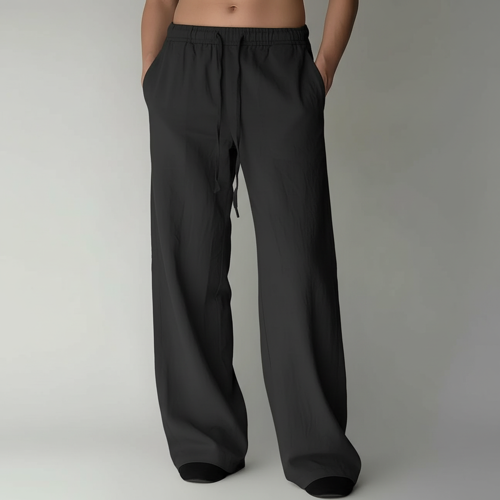 Summer Beach Drawstring Linen Pants for MenSummer Casual Loose Fit Beach Pants With Elastic Drawstring For Men - Image 47