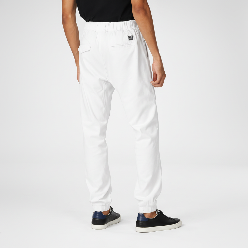 Twill Jogger Pants With Stretch Comfort And Ribbed Hem For Men