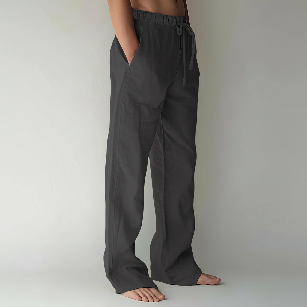 Summer Beach Drawstring Linen Pants for MenSummer Casual Loose Fit Beach Pants With Elastic Drawstring For Men - Image 12