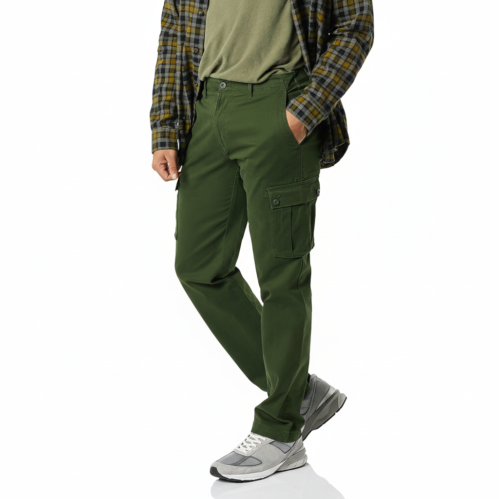 Straight Fit Stretch Cargo Pants for Men