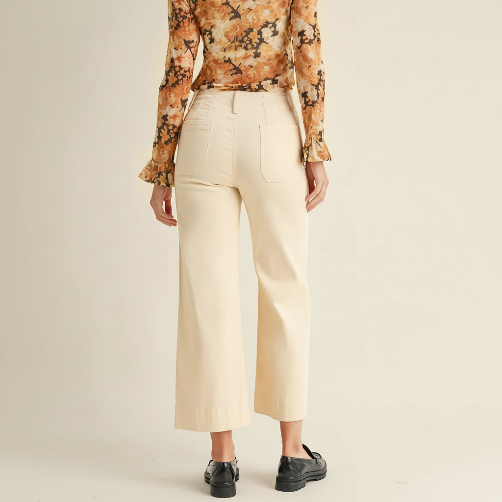 High Waist Cropped Wide PantsHigh Rise Cropped Wide Straight Fit Pants With Pockets  - Image 23