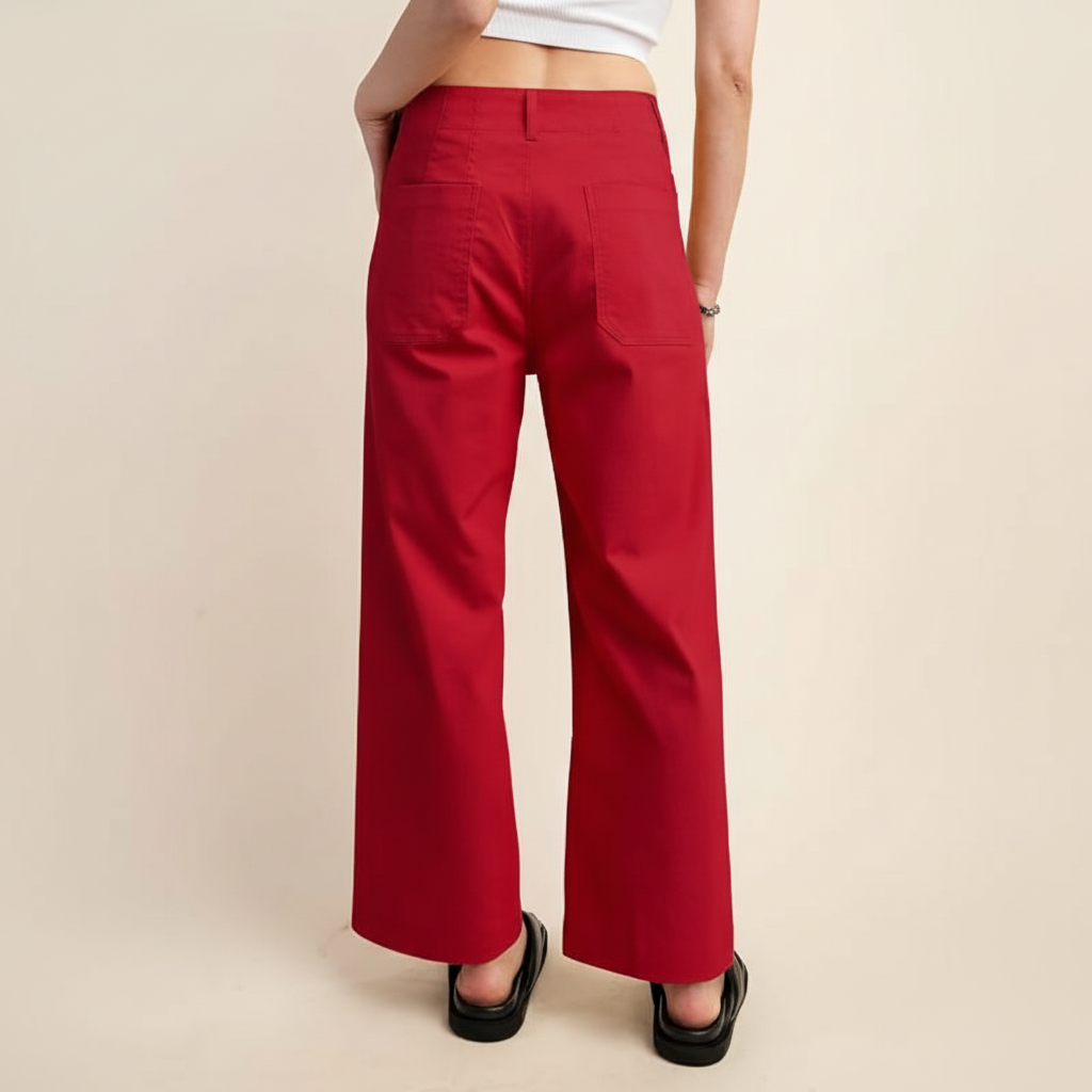 High Waist Cropped Wide PantsHigh Rise Cropped Wide Straight Fit Pants With Pockets  - Image 13