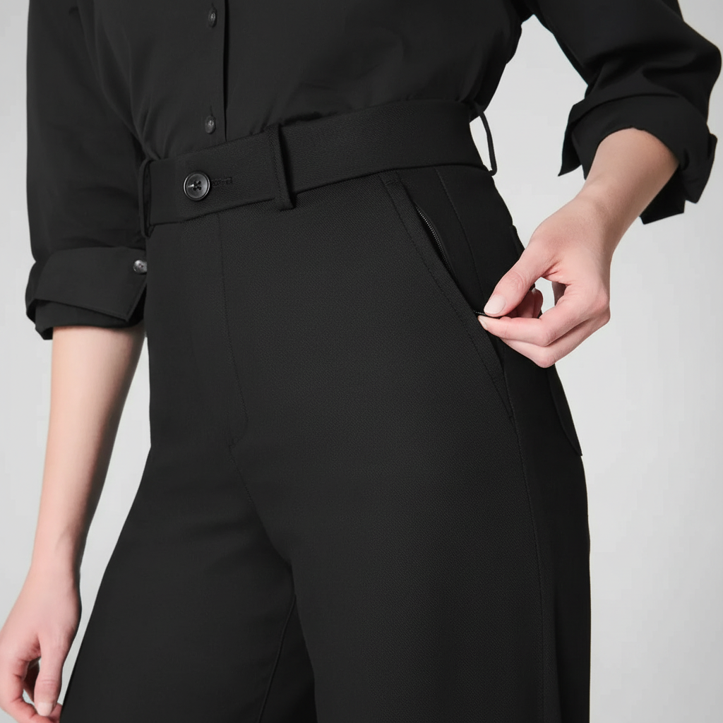 High Rise Stretch Wide Pant With Smoothing Panel
