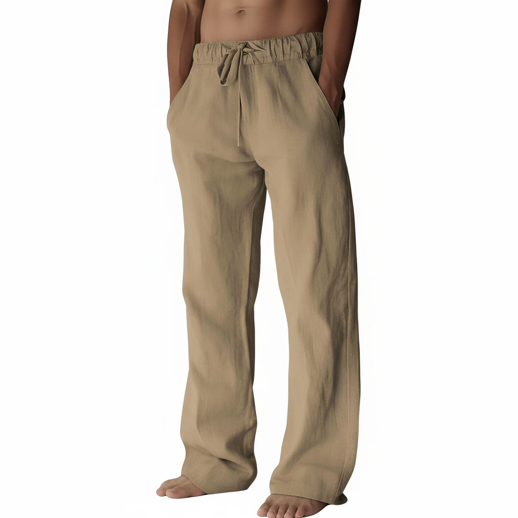 Summer Beach Drawstring Linen Pants for MenSummer Casual Loose Fit Beach Pants With Elastic Drawstring For Men - Image 40