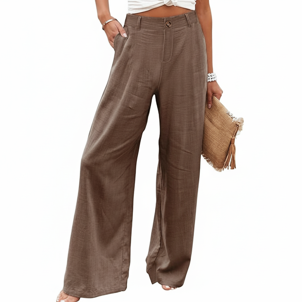 Wide Vertical Casual Textile Pants For Women