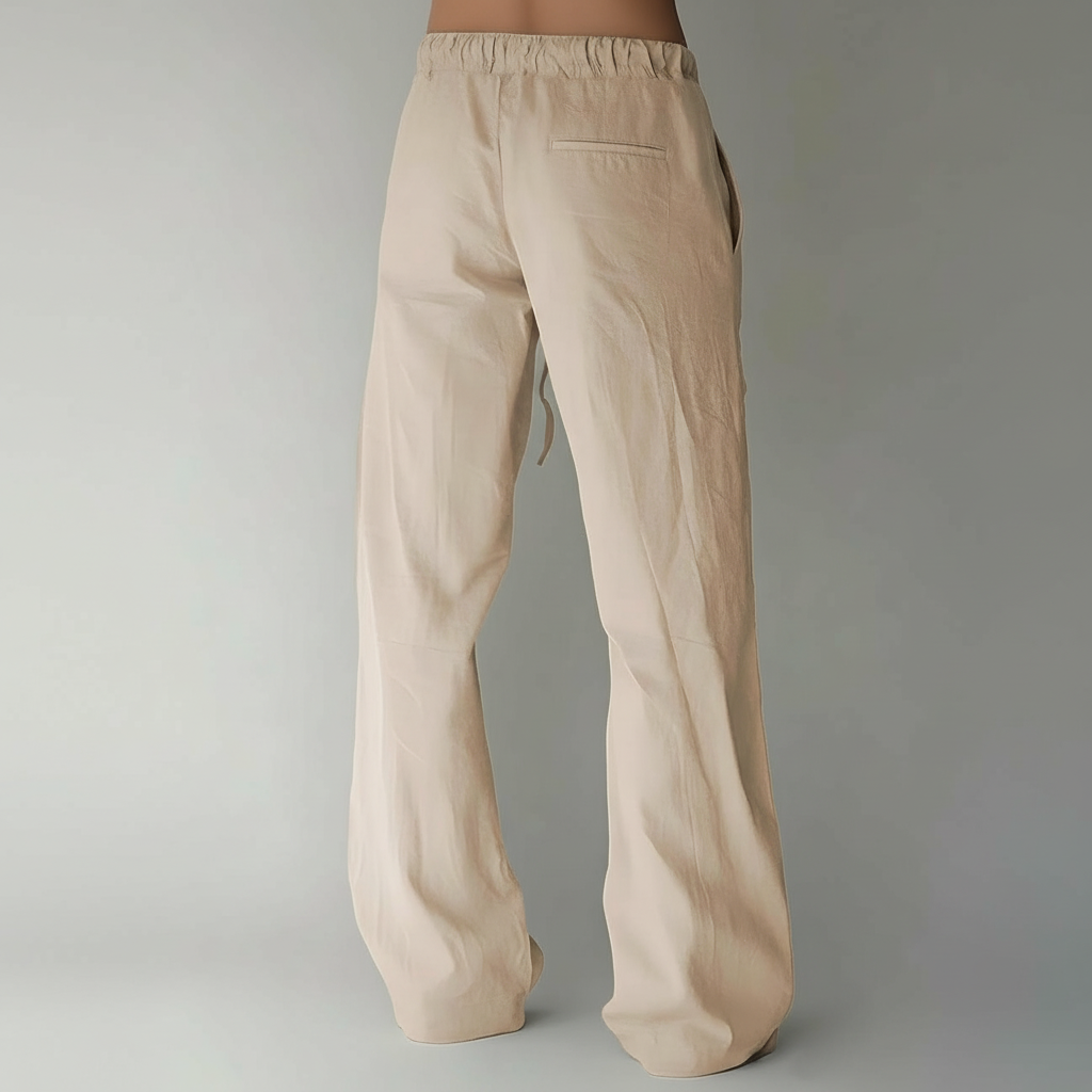 Summer Beach Drawstring Linen Pants for MenSummer Casual Loose Fit Beach Pants With Elastic Drawstring For Men - Image 3