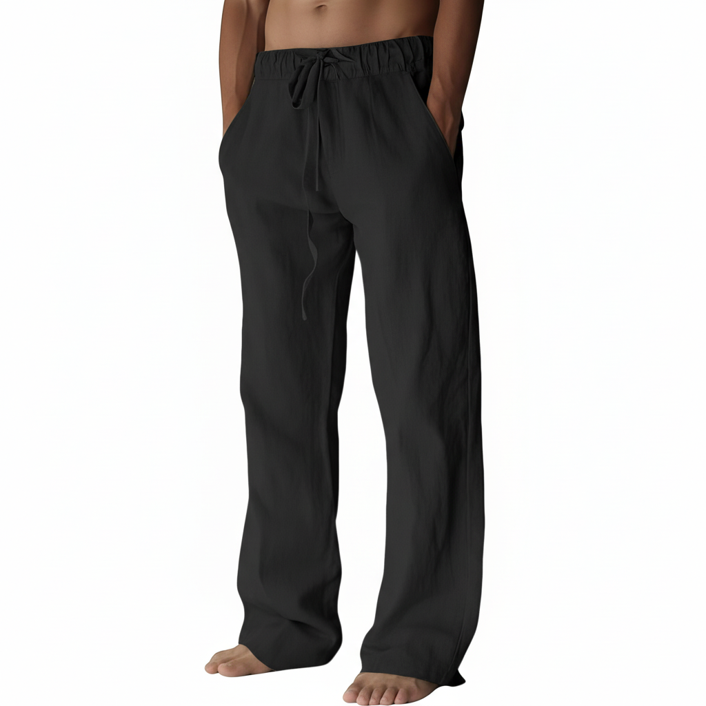 Summer Beach Drawstring Linen Pants for MenSummer Casual Loose Fit Beach Pants With Elastic Drawstring For Men - Image 45