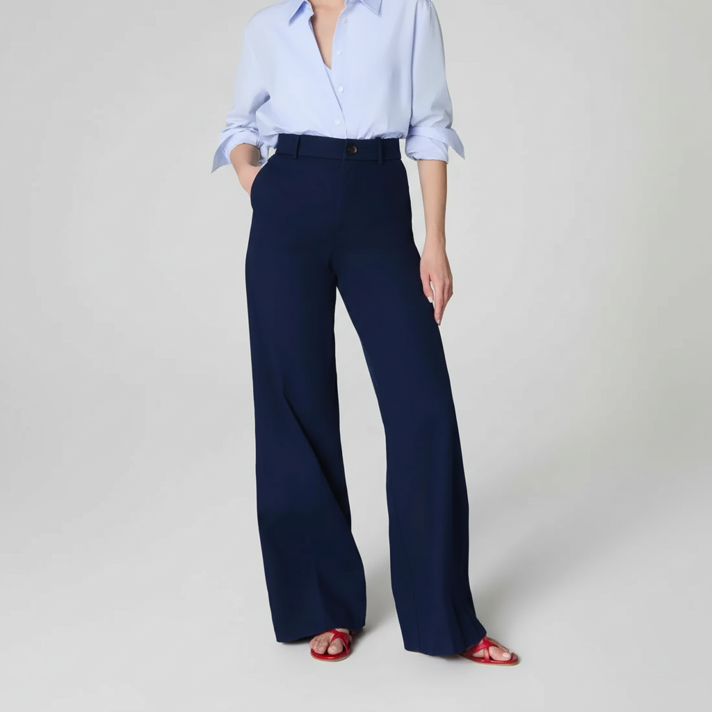 High Rise Stretch Wide Pant With Smoothing Panel