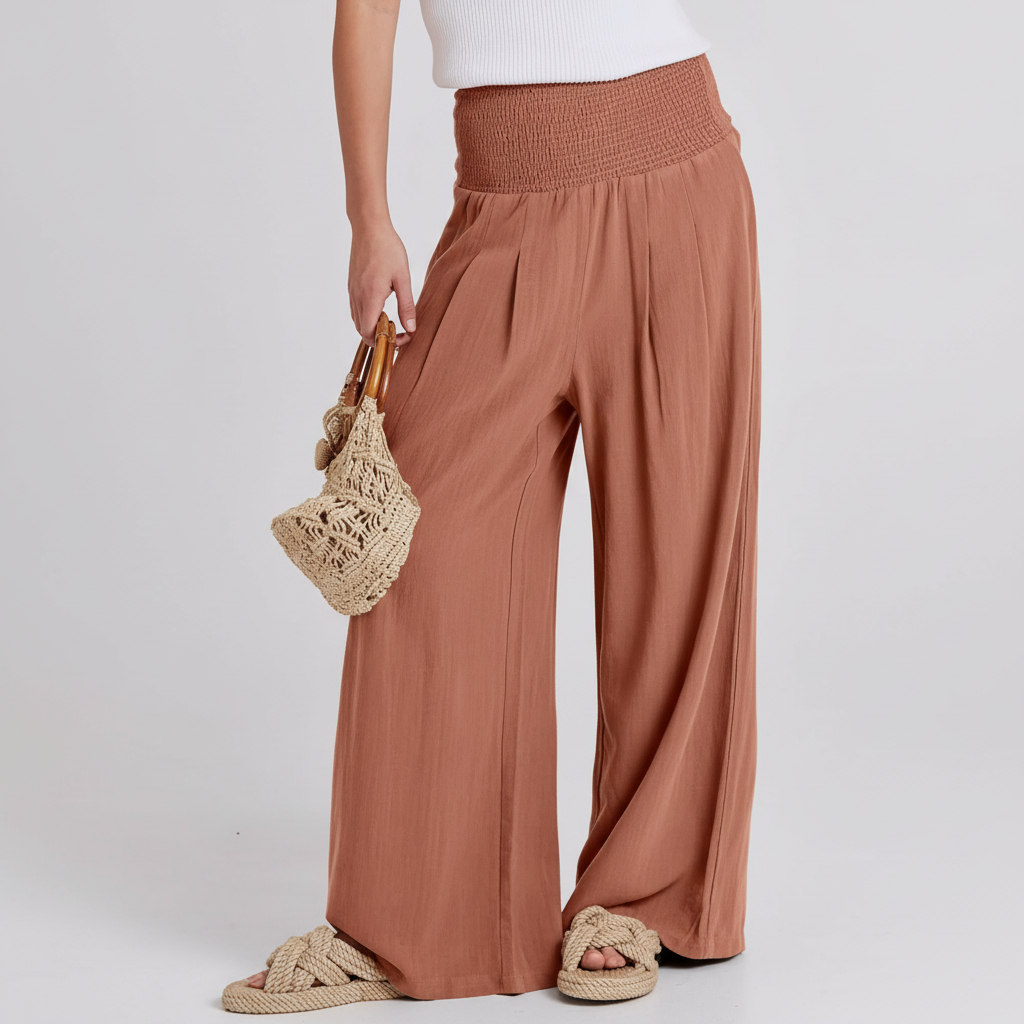 Linen Summer Wide Fit High Rise Casual Lounge Pant For Women