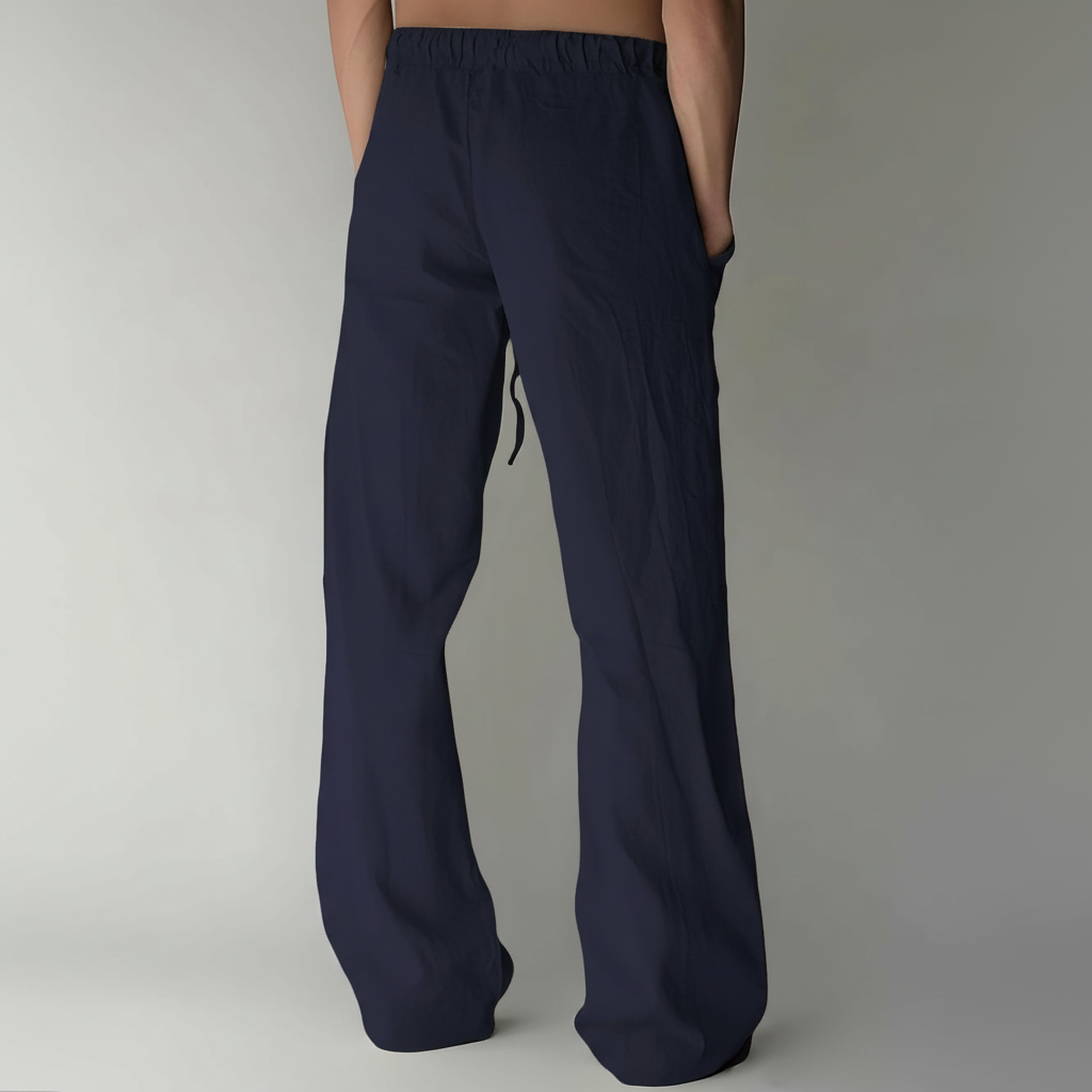 Summer Beach Drawstring Linen Pants for MenSummer Casual Loose Fit Beach Pants With Elastic Drawstring For Men - Image 7