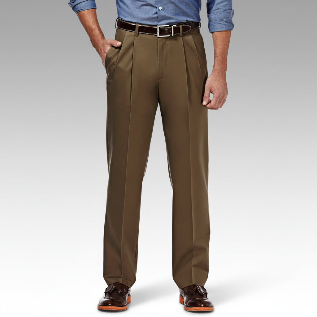 Classic Fit Pleated Pants With No Iron Finish And Clean Look For MenClassic Fit Pleated Pants With No Iron Finish And Clean Look For Men - Image 14