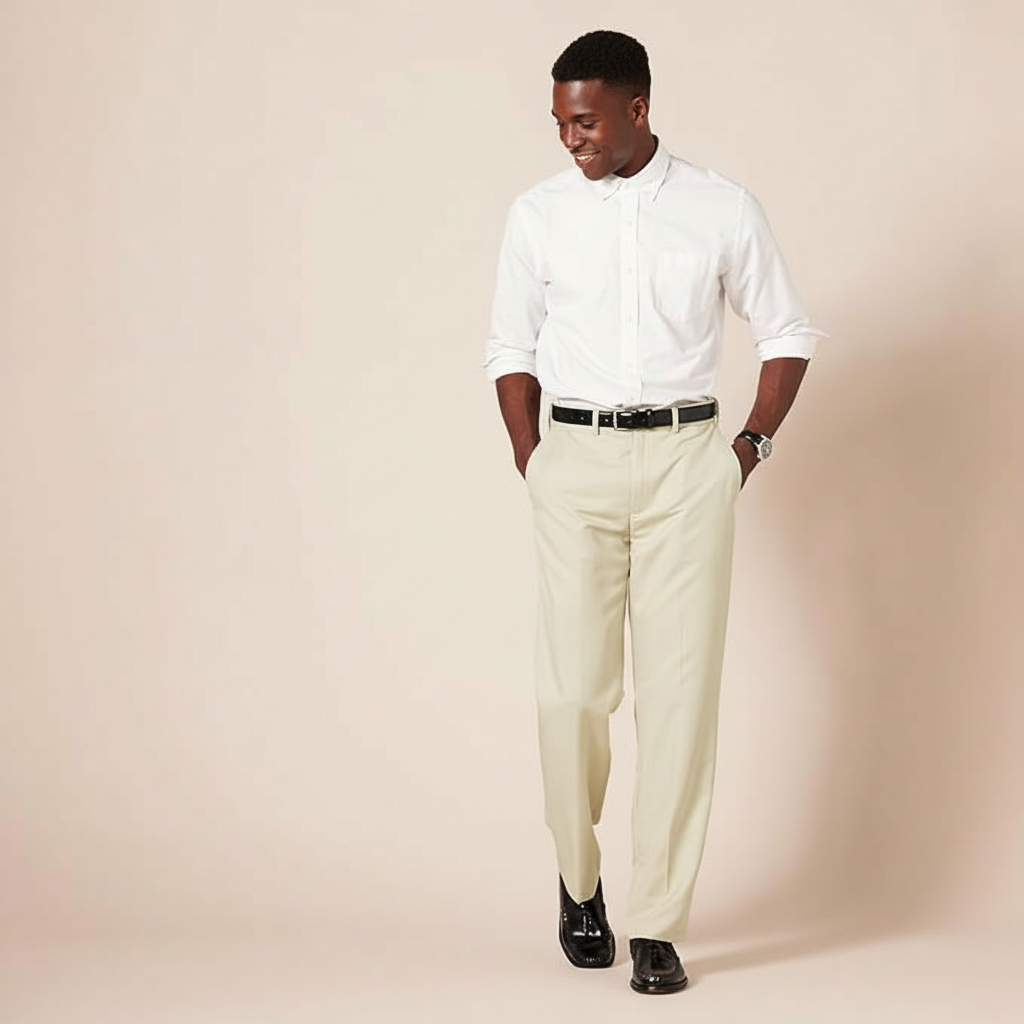 Classic Fit Flat Front Dress Pants for Men