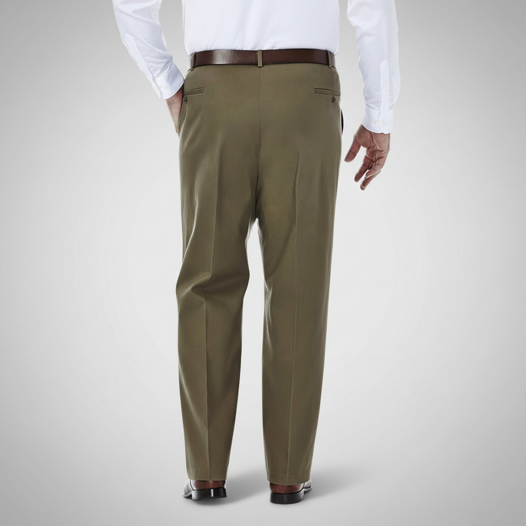 Classic Fit Pleated Pants With No Iron Finish And Clean Look For Men