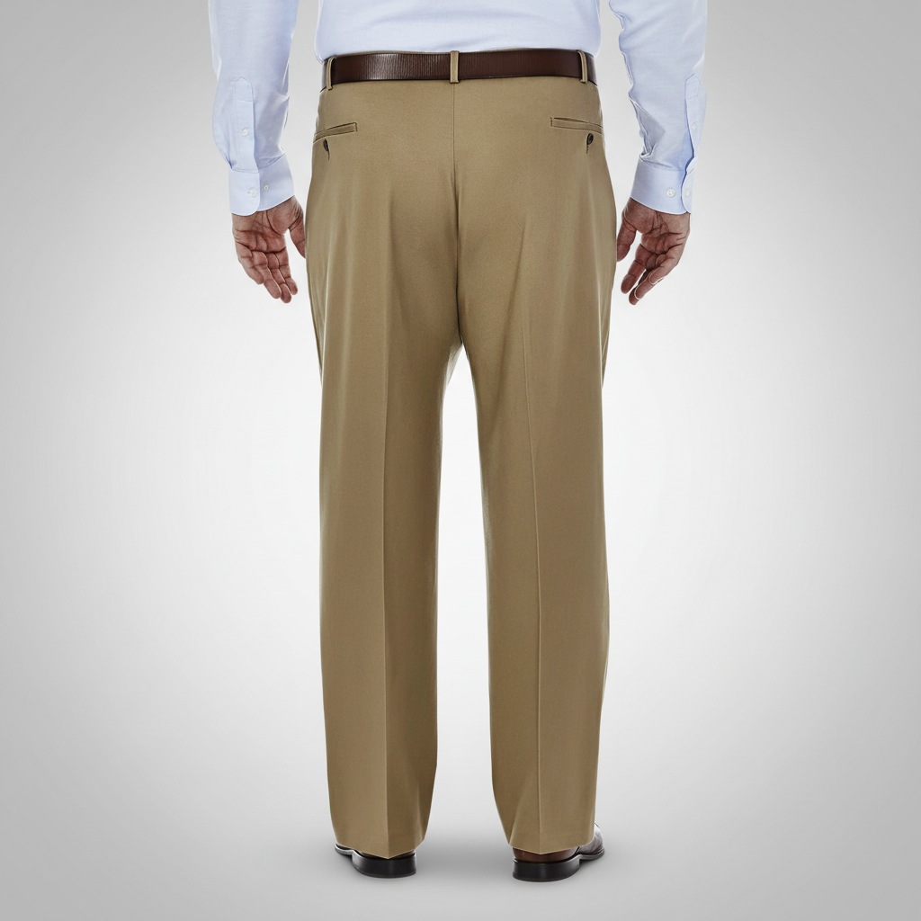 Classic Fit Pleated Pants With No Iron Finish And Clean Look For Men