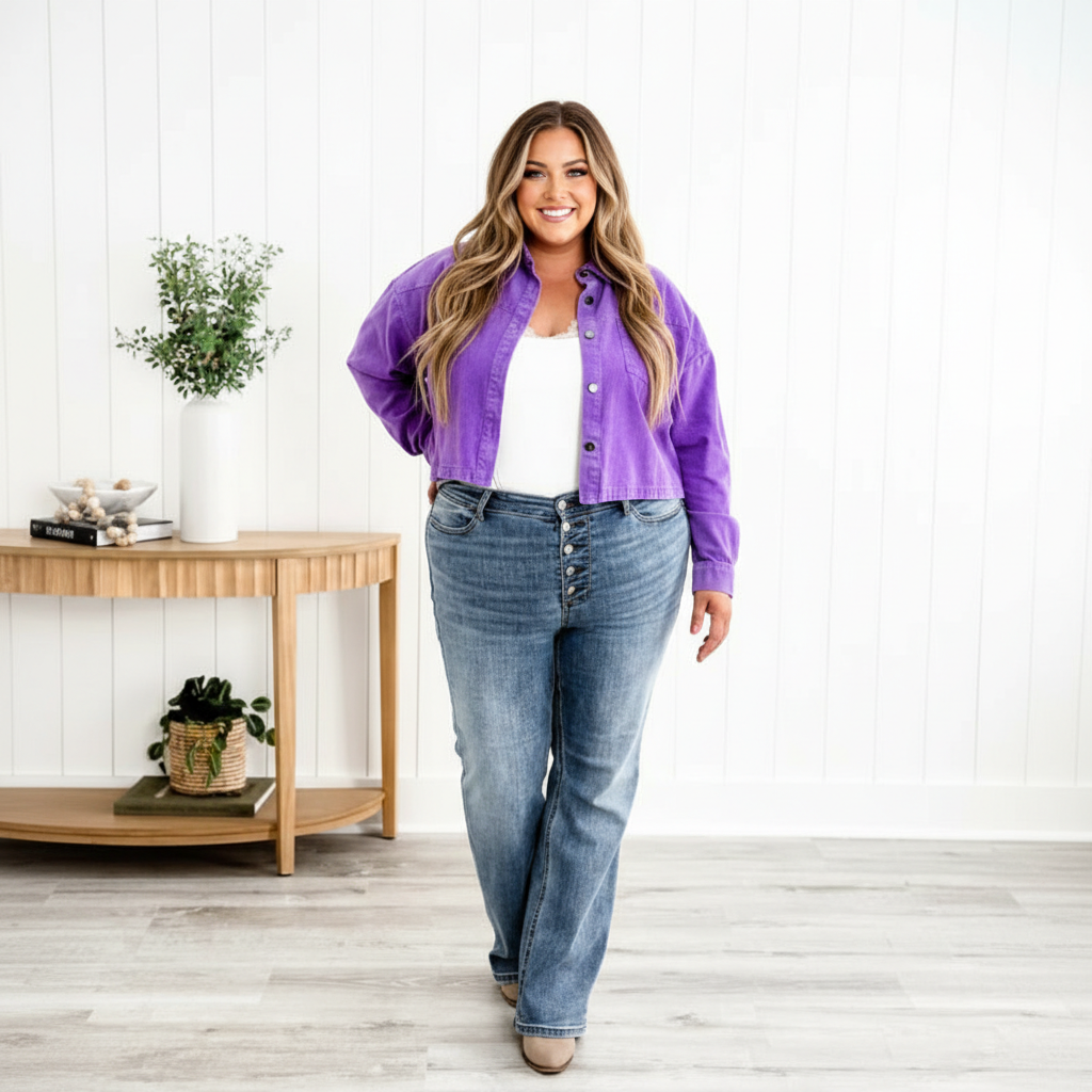 Mid Rise Vintage Button Fly Bootcut Jeans