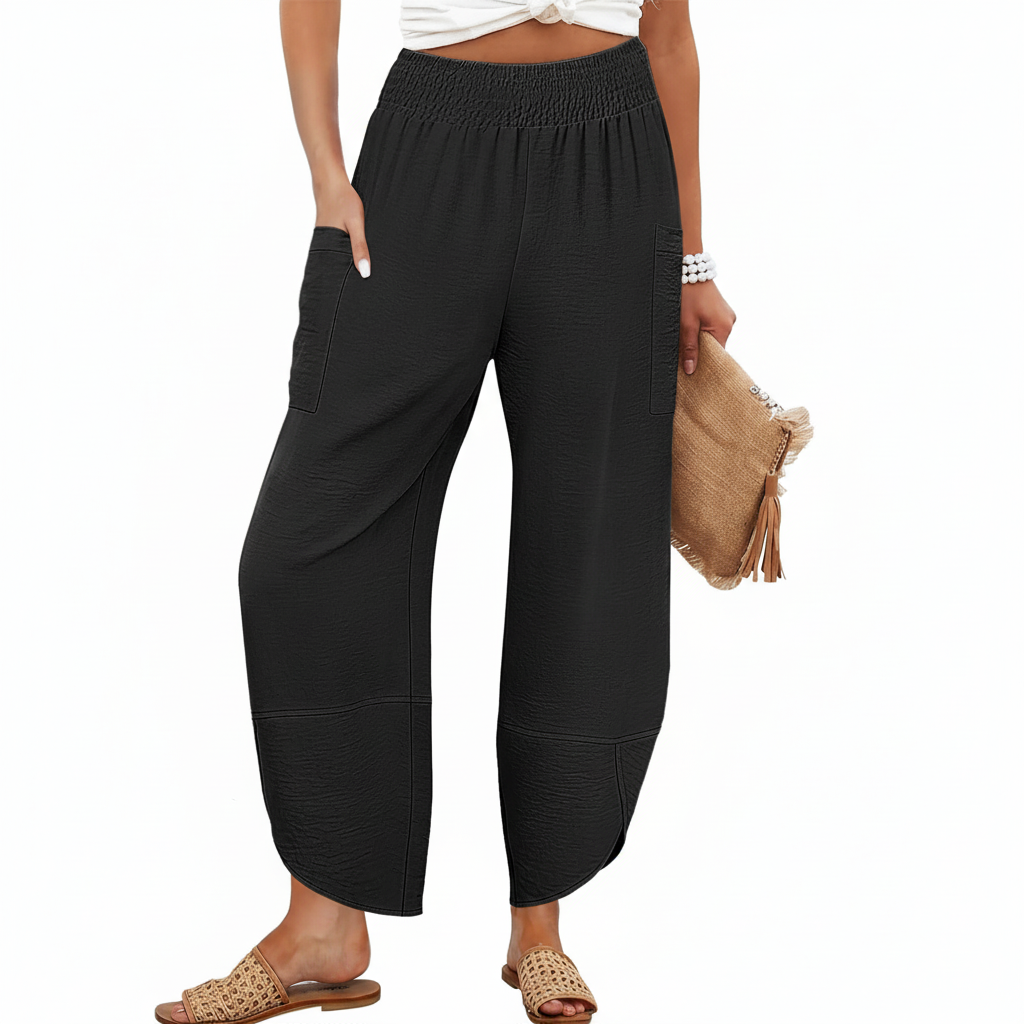 High Rise Capri Loose Fit Pants With Palazzo Style
