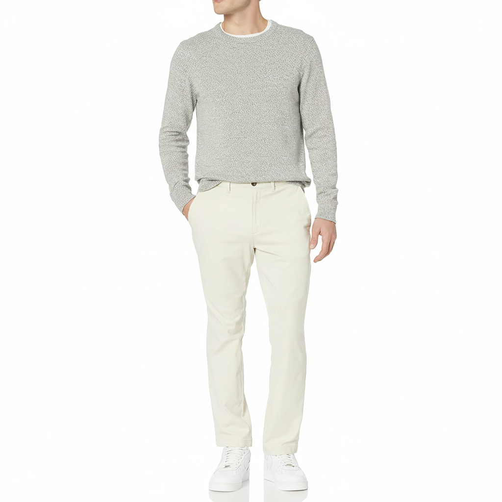 Straight Fit Casual Stretch Chino Pants for Men