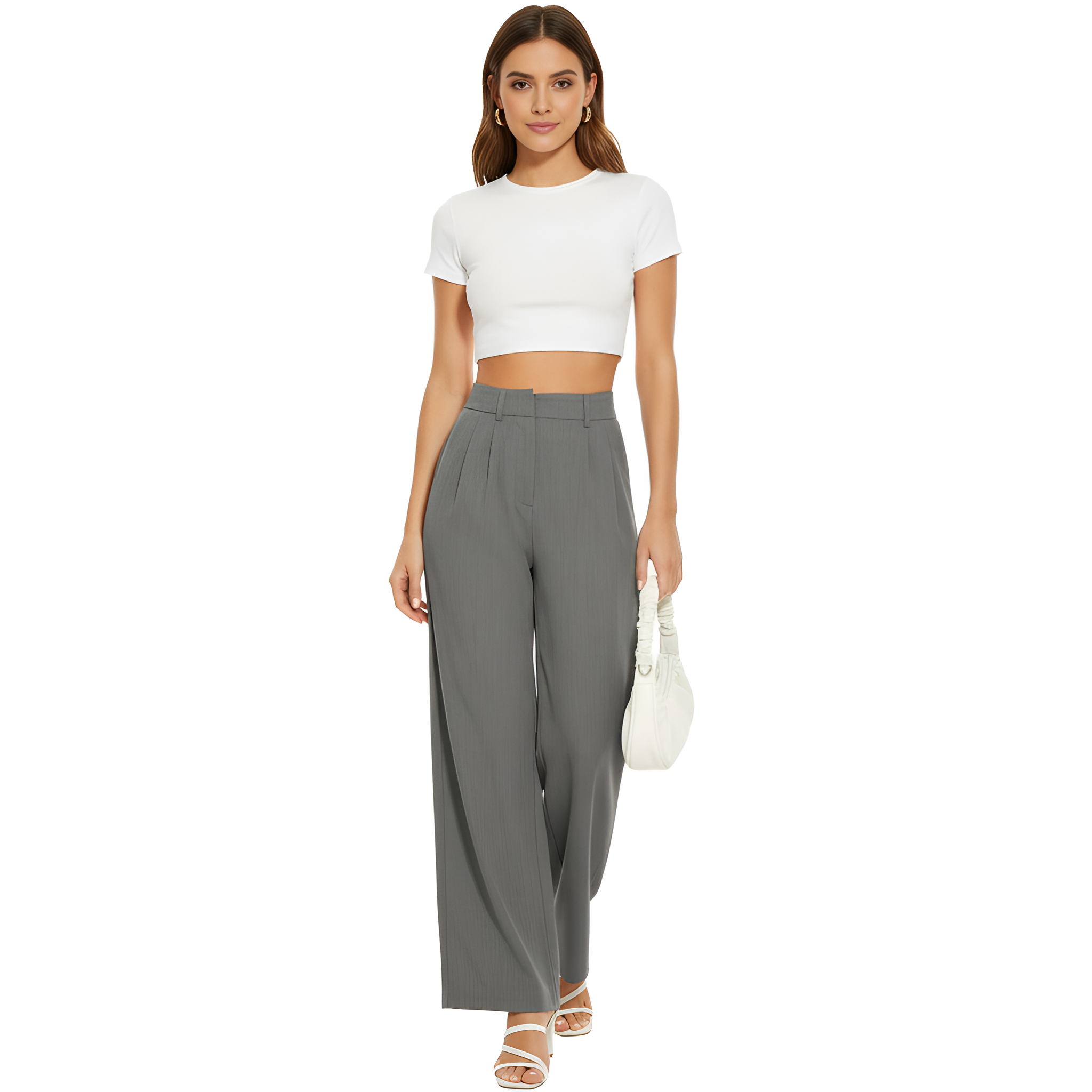 High Rise Long Straight Work Suit Pants For Women