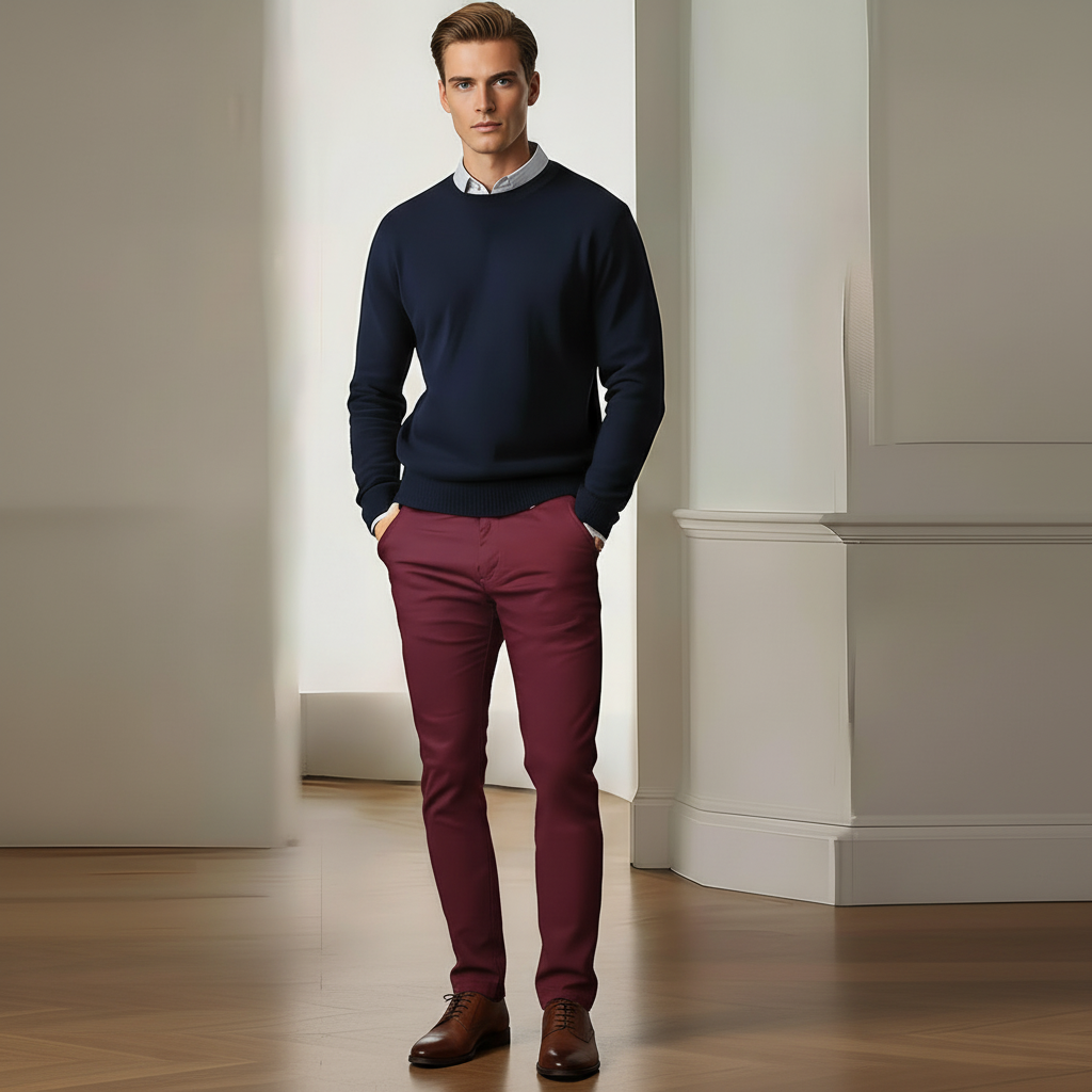 Flat Front Skinny Stretchy Trousers