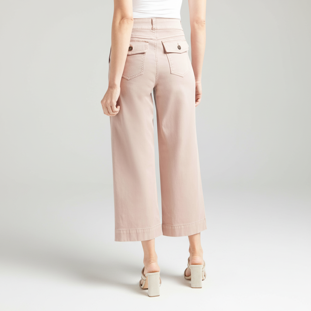 Casual High Rise Cropped Wide Pants For Women