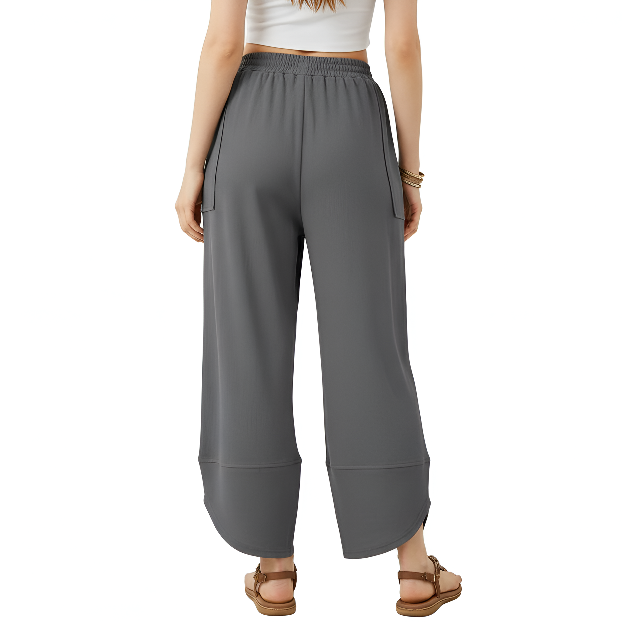 Baggy Wide Fit Casual Palazzo Pants With Pockets For Women