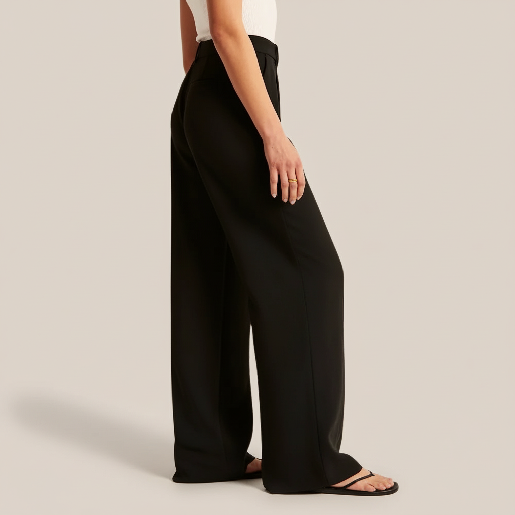 Lightweight Tailored Wide Pants With Pleated Front For WomenLightweight Tailored Wide Pants With Pleated Front For Women - Image 3