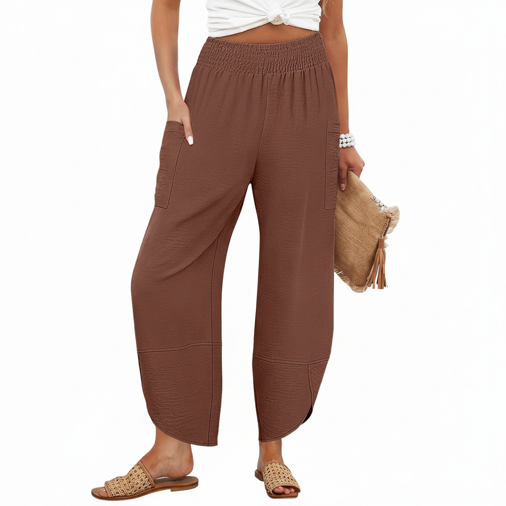 High Rise Capri Loose Fit Pants With Palazzo StyleHigh Waisted Cropped Palazzo Trousers - Image 8