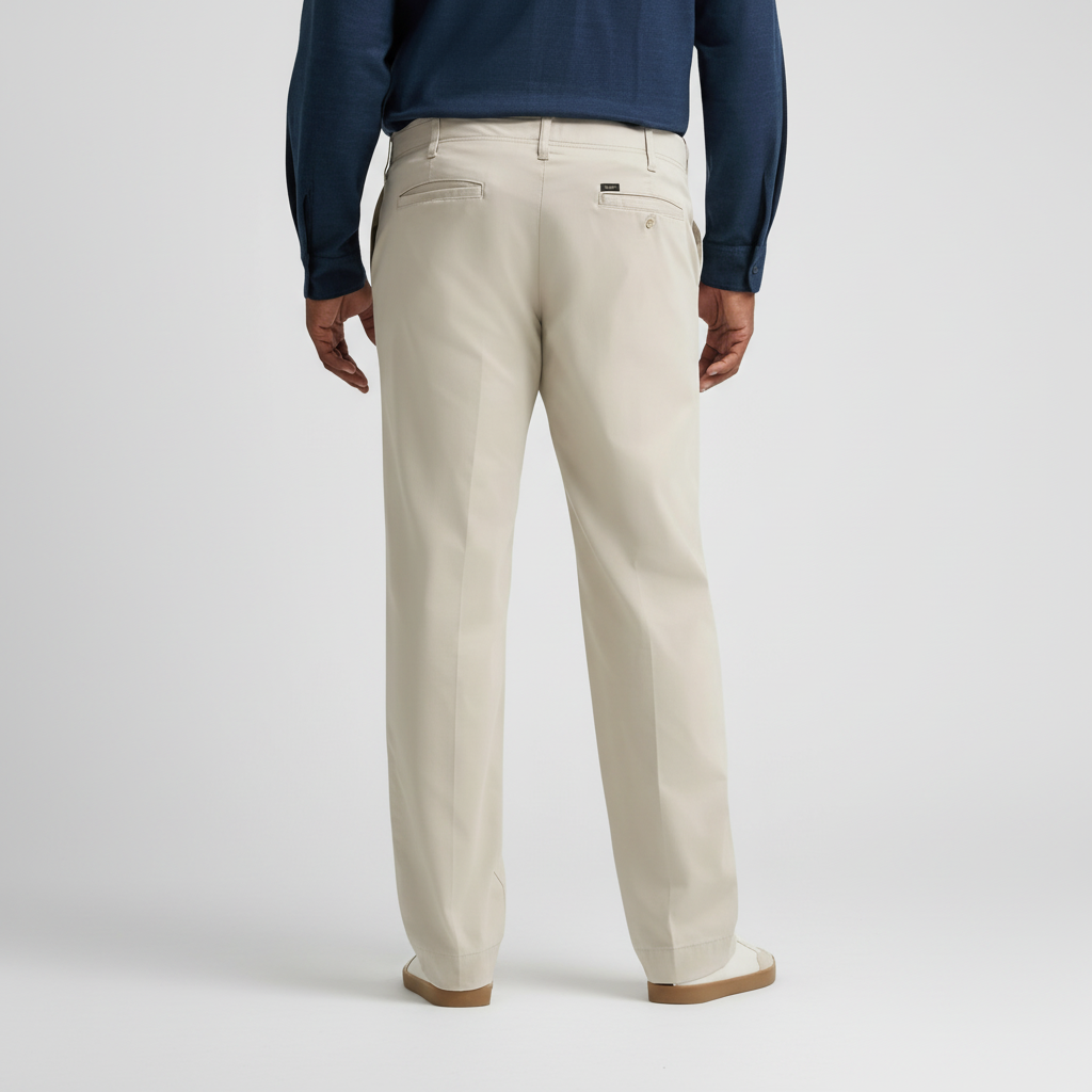 Straight Fit Casual Pants With Flex Comfort And Flat Front Style For Men