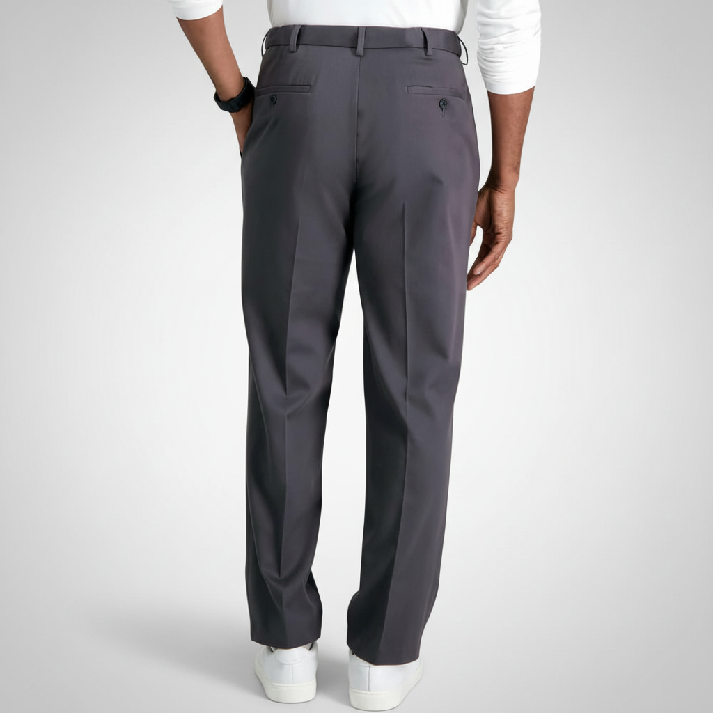 Classic Fit Pleated Pants With No Iron Finish And Clean Look For Men